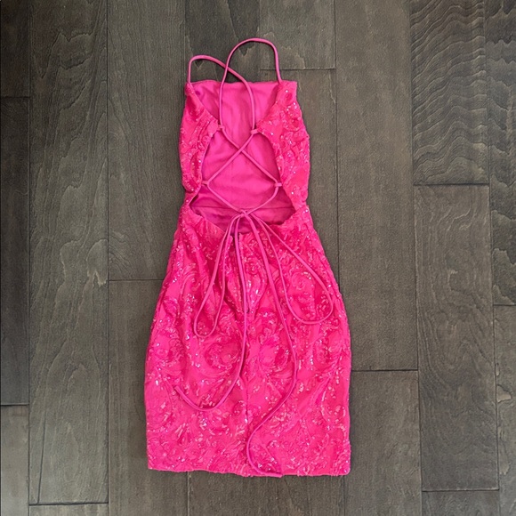 Hot Pink Windsor Sequin Dress - Picture 4 of 5